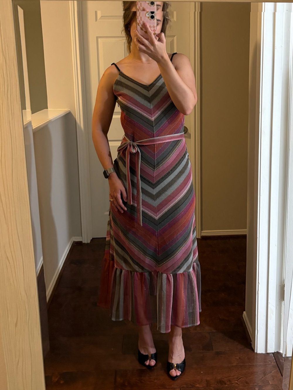 Rachel‎ Roy Maxi Dress with Multicolor Trim and Black Slip Resortwear Size Large